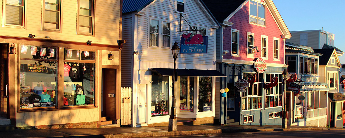 Morning Light on Store Front in Bar Harbor