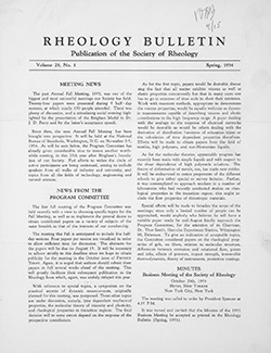 Rheology Bulletin Vol. 23 No. 1 Spr 1954
