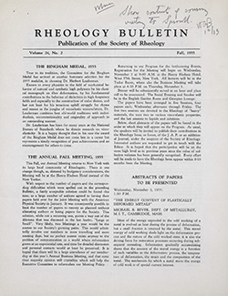 Rheology Bulletin Vol. 24 No. 2 Fall 1955