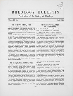 Rheology Bulletin Vol. 25 No. 3 Fall 1956