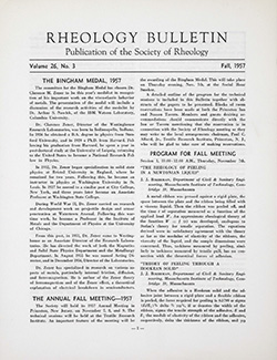Rheology Bulletin Vol. 26 No. 3 Fall 1957