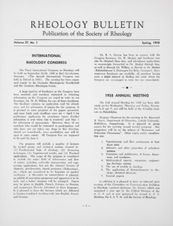 Rheology Bulletin Vol. 27 No. 1 Spr 1958