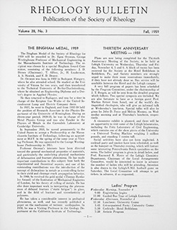 Rheology Bulletin Vol. 28 No. 3 Fall 1959
