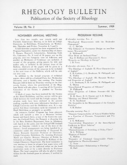 Rheology Bulletin Vol. 28 No. 2 Sum 1959