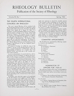 Rheology Bulletin Vol. 32 No. 1 Spr 1963