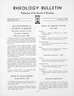 Rheology Bulletin Vol. 33 No. 1 Jan 1964