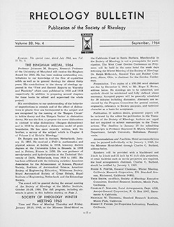 Rheology Bulletin Vol. 33 No. 4 Sep 1964