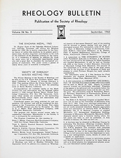 Rheology Bulletin Vol. 34 No. 3 Sep 1965