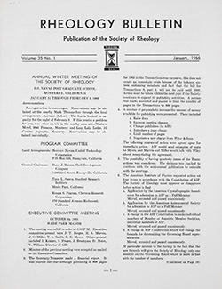 Rheology Bulletin Vol. 35 No. 1 Jan 1966