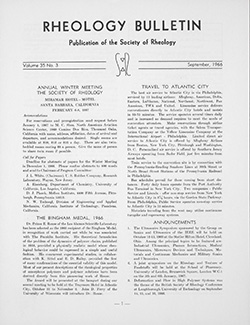 Rheology Bulletin Vol. 35 No. 3 Sep 1966