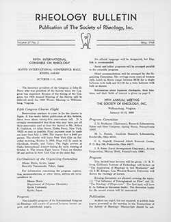 Rheology Bulletin Vol. 37 No. 2 May 1968