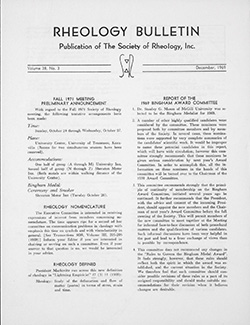 Rheology Bulletin Vol. 38 No. 3 Dec 1969