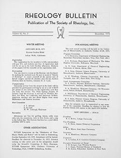 Rheology Bulletin Vol. 42 No. 3 Dec 1973