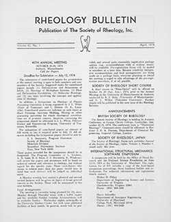 Rheology Bulletin Vol. 43 No. 1 Apr 1974