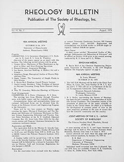 Rheology Bulletin Vol. 43 No. 2 Aug 1974