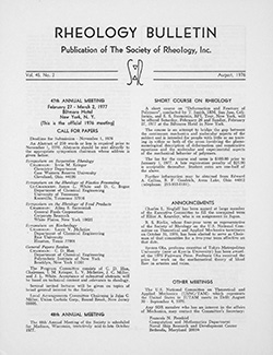 Rheology Bulletin Vol. 45 No. 2 Aug 1976