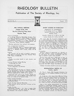 Rheology Bulletin Vol. 47 No. 2 Aug 1978