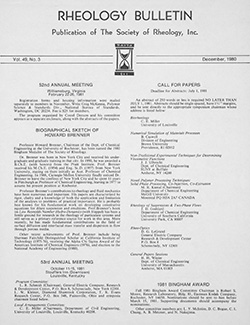 Rheology Bulletin Vol. 49 No. 3 Dec 1980