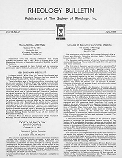 Rheology Bulletin Vol. 50 No. 2 Jul 1981