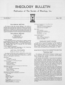 Rheology Bulletin Vol. 50 No. 1 May 1981
