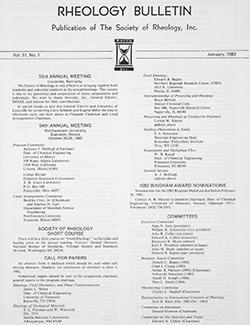 Rheology Bulletin Vol. 51 No. 1 Jan 1982