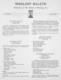 Rheology Bulletin Vol. 53 No. 1 Jan 1984