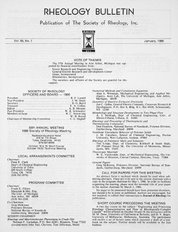 Rheology Bulletin Vol. 55 No. 1 Jan 1986
