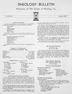 Rheology Bulletin Vol. 56 No. 1 Jan 1987