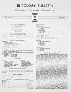 Rheology Bulletin Vol. 56 No. 2 Jul 1987