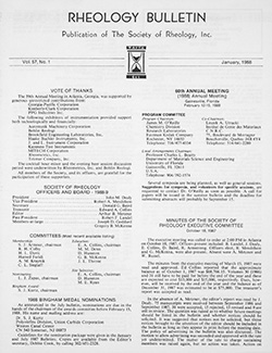 Rheology Bulletin Vol. 57 No. 1 Jan 1988