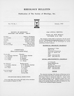 Rheology Bulletin Vol. 59 No. 1 Jan 1990