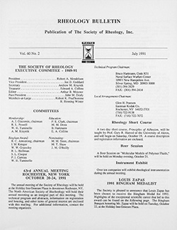 Rheology Bulletin Vol. 60 No. 2 Jul 1991