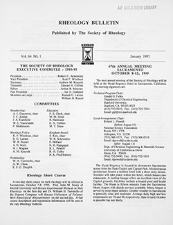 Rheology Bulletin Vol. 64 No. 1 Jan 1995