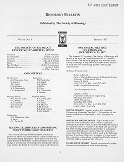 Rheology Bulletin Vol. 66 No. 1 Jan 1997