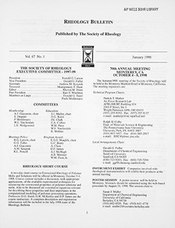 Rheology Bulletin Vol. 67 No. 1 Jan 1998