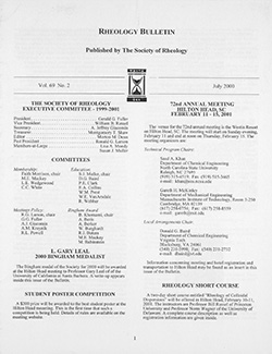 Rheology Bulletin Vol. 69 No. 2 Jul 2000