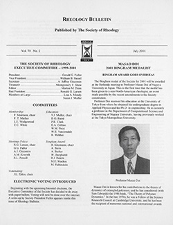 Rheology Bulletin Vol. 70 No. 2 Jul 2001