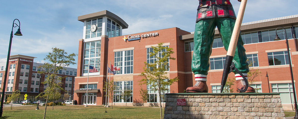 Cross Insurance Center with Paul Bunyan Statue