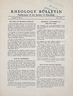 Rheology Bulletin Vol. 19 No. 2 Fall 1950
