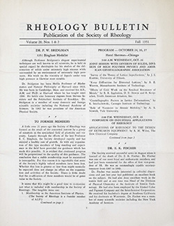 Rheology Bulletin Vol. 20 Nos. 1 &2 Fall 1951