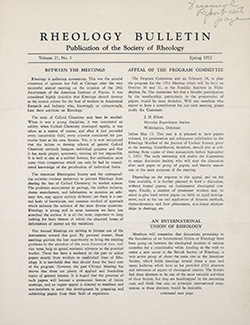 Rheology Bulletin Vol. 21 No. 1 Spr 1952