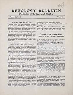 Rheology Bulletin Vol. 22 No. 2 Fall 1953