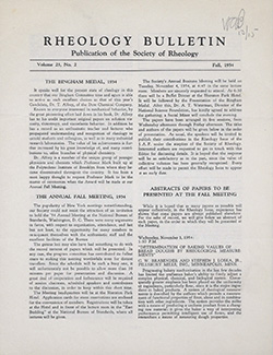 Rheology Bulletin Vol. 23 No. 2 Fall 1954