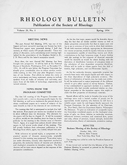Rheology Bulletin Vol. 23 No. 1 Spr 1954