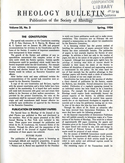 Rheology Bulletin Vol. 25 No. 2 Spr 1956
