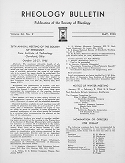 Rheology Bulletin Vol. 34 No. 2 May 1965