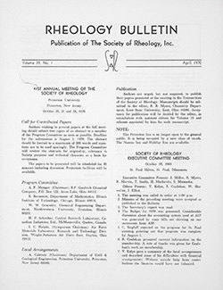 Rheology Bulletin Vol. 39 No. 1 Apr 1970