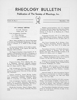 Rheology Bulletin Vol. 39 No. 3 Dec 1970