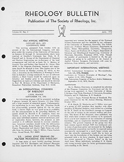Rheology Bulletin Vol. 41 No. 1 Jun 1972