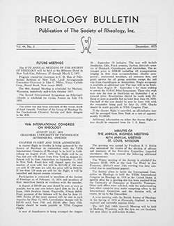 Rheology Bulletin Vol. 44 No. 3 Dec 1975